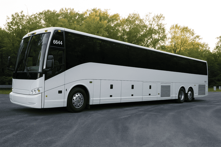 exterior of Charter Bus Rental Rockford coach bus